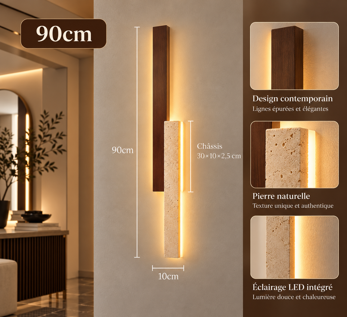 Applique Murale LED en pierre Naturelle