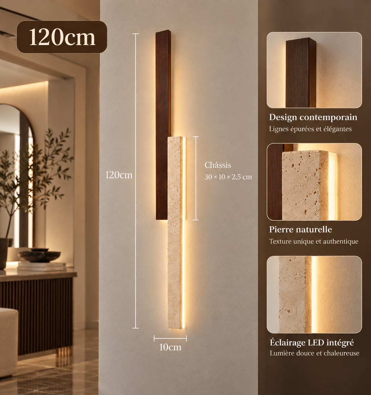 Applique Murale LED en pierre Naturelle