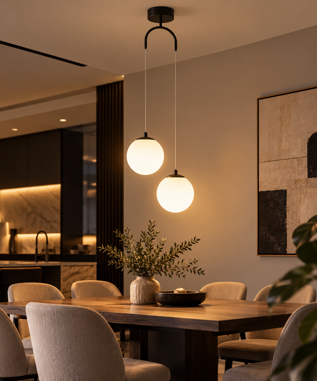 Suspension LED en Verre – Élégance Nordique